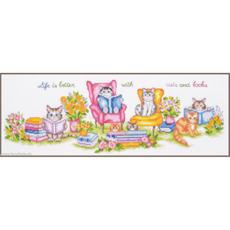 Vervaco, kit au point compté Chatons et livres (PN0213990)