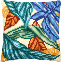 Vervaco, kit coussin au point de croix Feuilles de jungle (PN0201506)
