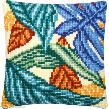 Vervaco, kit coussin au point de croix Feuilles de jungle (PN0201506)