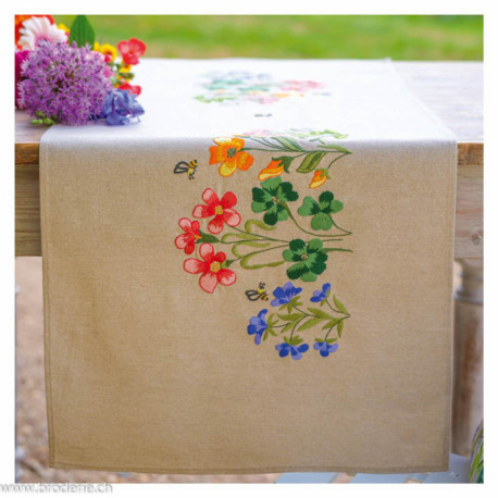 Vervaco, kit imprimé chemin de table Meadow Flowers (PN0222518)
