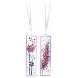 Vervaco, kit marque-pages plumes et fleurs, lot de 2 (PN0206895)