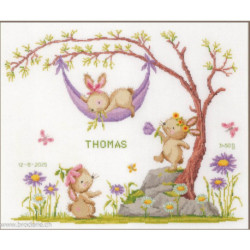 Vervaco, kit naissance Lapins dans le jardin (PN0204852)