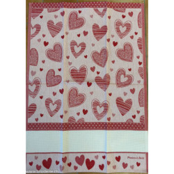 Stafil, Linge de cuisine rouge avec des coeurs (220172-1)