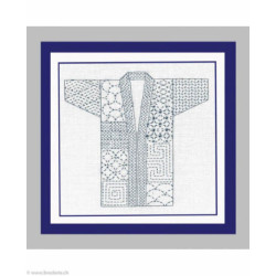 Bonheur des Dames, kit imprimé Sashico kimono sur fond blanc (BD3803)