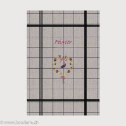 Bonheur des Dames, linge 100% en lin avec grille février (BDTL02)