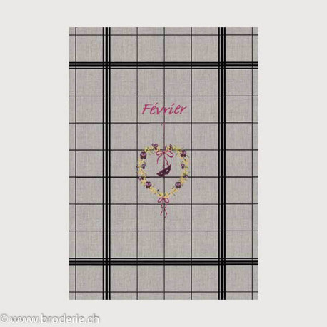 Bonheur des Dames, linge 100% en lin avec grille février (BDTL02)