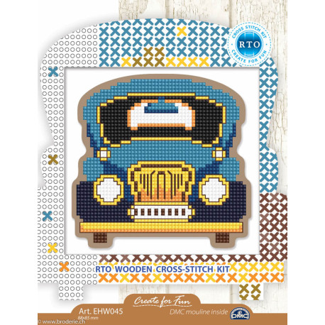 RTO, kit sur bois perforé déco - magnet voiture bleue (RTOEHW045)