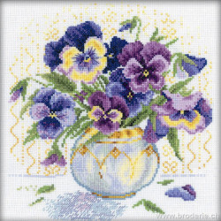 RTO, kit vase et pensées bleues et violettes (RTOM053)