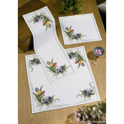 Permin, chemin de table Tulipes et pensées (PE63-8308)