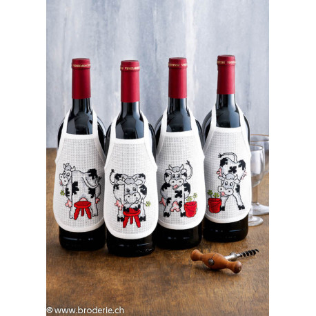 Permin, kit 4 tabliers pour bouteille de vin vaches (PE78-2341)