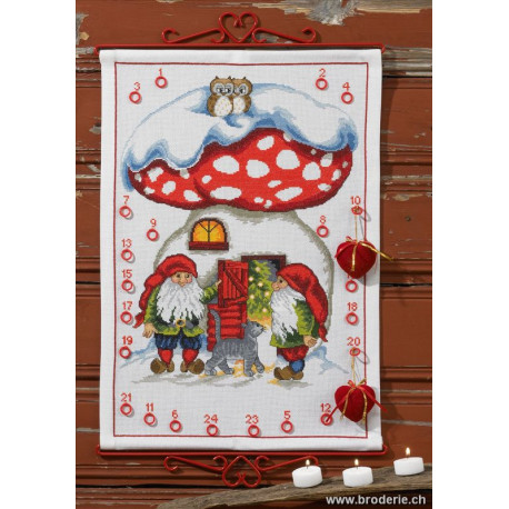 Permin, kit Calendrier de l' Avent Lutins et maison champignon (PE34-1238)