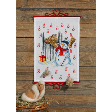 Permin, Kit calendrier de l'Avent - Bonhomme de neige et cheval (PE34-9223)