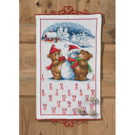 Permin, kit Calendrier de l'Avent Oursons et bonhomme de neige (PE34-5224)