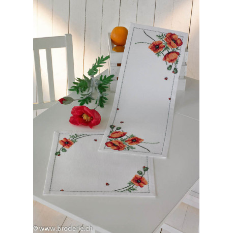 Permin, kit chemin de table coquelicots (PE63-3872)