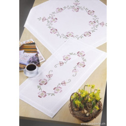 Permin, kit imprimé nappe fleurs roses (PE27-5748)
