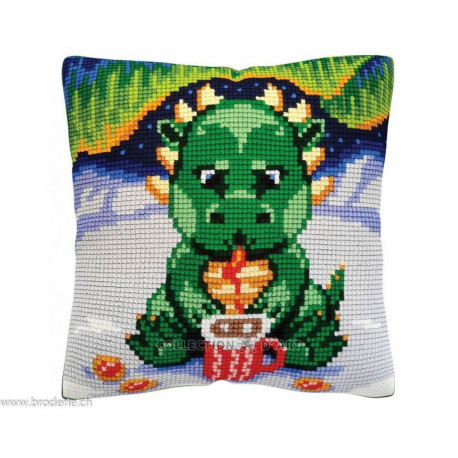 Collection d'Art, kit coussin Dragon vert et boisson chaude (CADE5492)
