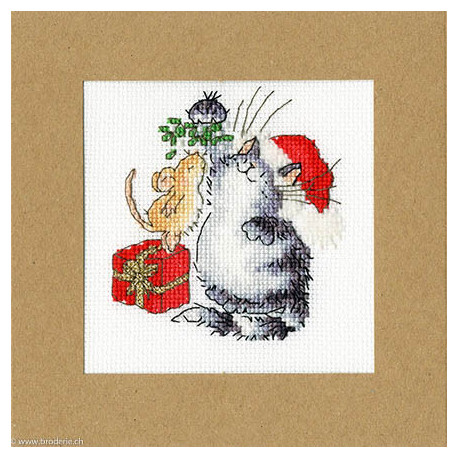 Bothy Threads, kit carte de Voeux Under The Mistletoe (BOXMAS26)