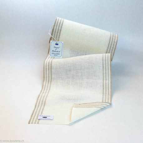 Vaupel, bande à broder Lin 20cm écru bordure lignes coloris naturel (3050-200-900901)