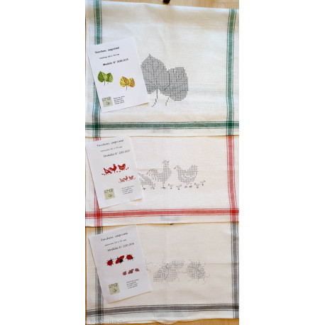 CL-Broderie, linge du cuisine imprimé feuilles (200.015)