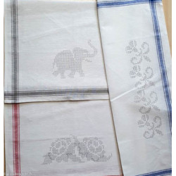 CL-Broderie, linge imprimé éléphant (200.009)