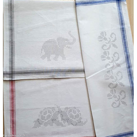 CL-Broderie, linge imprimé éléphant (200.009)