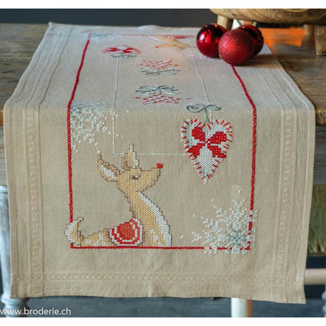 Vervaco, kit imprimé chemin de table Rennes dans l'esprit de Noël (PN0198069)