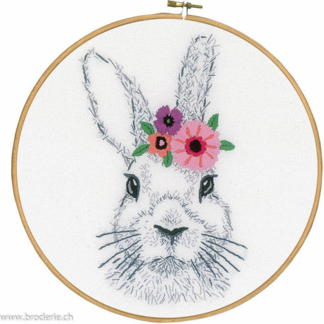 Vervaco, kit imprimé Lapin avec fleurs (PN0170650)