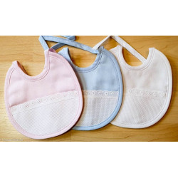 La Chiocciolina, mini bavoir avec dentelle rose (BV00832R)