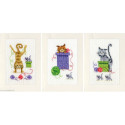 Vervaco, Kit cartes de voeux Chats ludiques lot de 3 (PN0145206)