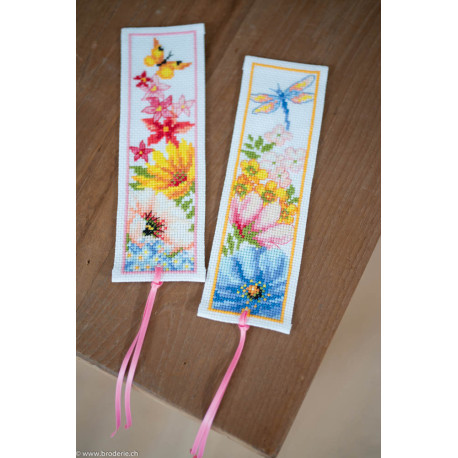 Vervaco, kit marque-pages fleurs colorées, lot de 2 (PN0184423)
