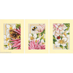 Lanarte, kit lot de 3 carte de voeux Dahlias et papillons (LA0221133)