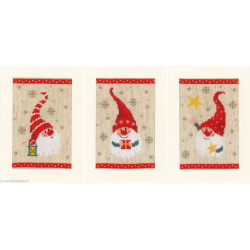 Vervaco, Kit cartes de voeux Gnomes de Noël lot de 3 (PN0184428)