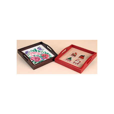 Sudberry, plateau carré 24 x 24cm, bois brun (SU68001)