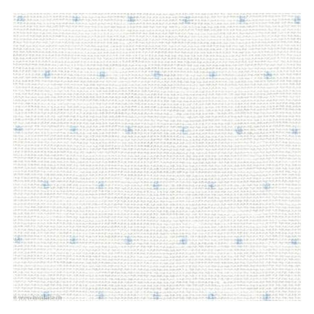 Zweigart, Lin Cashel 11 fils/cm mini-Dotz blancs points bleus (3281-1129)