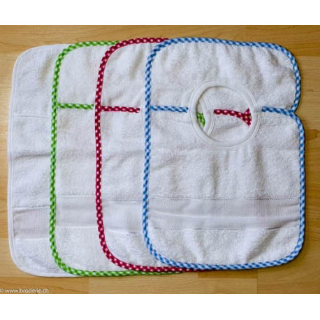 La Chiocciolina, Bavoir avec velcro bord vichy rouge (BV00127Rouge)