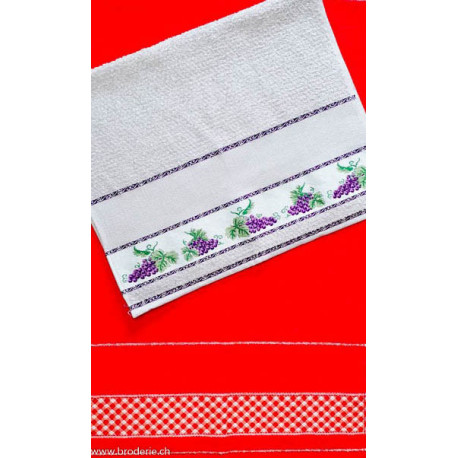 Ricami, Linge éponge beige violacé avec raisins (CU00386RAI)