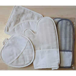 Ricami, trio de maniques damassé cadrillé écru (CU00631.015)