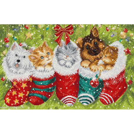 LetiStitch, kit Dogs and Cats in Stockings (SLETIL9940)