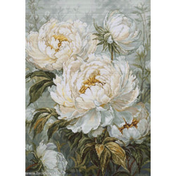Luca-S, kit canevas petits points The Light of Spring Peonies (LUCASG715)