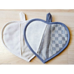 Ricami, petite manique coeur damassé cadrillé gris (CU00631.018)