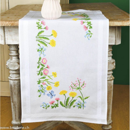 Vervaco, kit imprimé chemin de table Fleurs des champs (PN0152859)