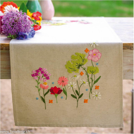 Vervaco, kit imprimé chemin de table Fleurs sauvages (PN0222231)