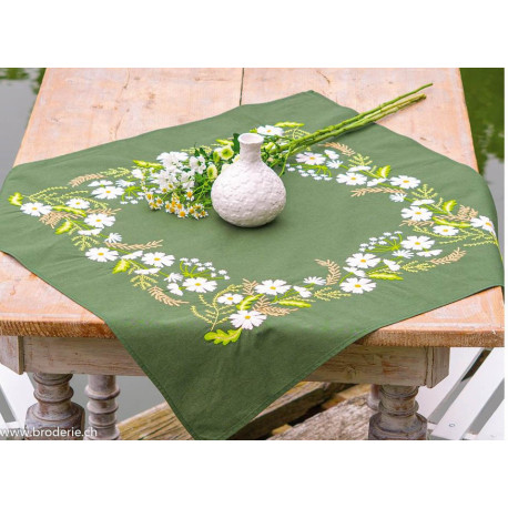Vervaco, kit imprimé nappe Fleurs blanches (PN0222578)
