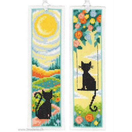 Vervaco, kit lot marque-page 2 Cats in the garden (PN0217771)