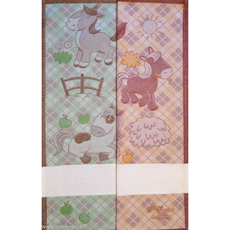 Graziano, Linge de cuisine Cheval brun et vert (CU6183)