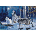 Luca-S, kit canevas petits points The Howl of Wolves and the Winter Moon (LUCASG727)