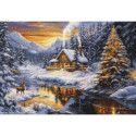 Luca-S, kit canevas petits points Winter Evening in the Mountains (LUCASG721)